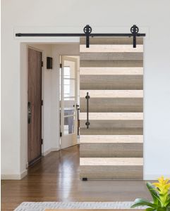 Horizontal 3 Rustic Farmhouse Barn Single Door, Pine