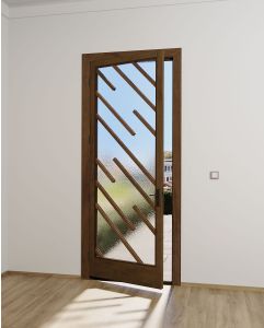 Mahogany Imber Full Lite, Artistic Lite SDL Contemporary Modern Narrow Profile Shaker Single Door