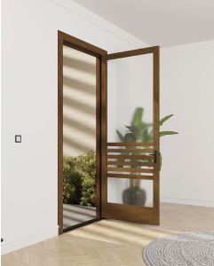 Mahogany Journey Full Lite, Artistic Lite SDL Contemporary Modern Narrow Profile Shaker Single Door