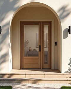 Mahogany 3/4 Lite 1 Panel Single Door, Full Lite Sidelite|G7501-OG