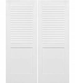 Louver / Panel (Large Slats) Wood 2 Panel  Louvered Double Interior Door