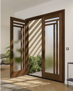 Mahogany Manhattan Full Lite, Artistic Lite Designer SDL Shaker Double Door