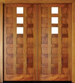 Mahogany Milan Center 3 Lite Double Door