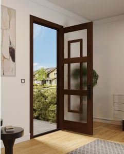 Mahogany Mililani Full Lite, Artistic Lite Designer SDL Contemporary Modern Shaker Single Door