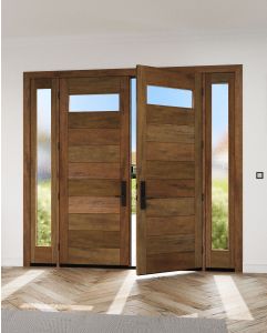 Mahogany Top View Contemporary Modern Shaker Double Door, Sidelites|MR-11-1001-1