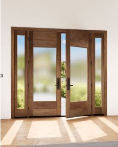 Mahogany Center Lite Contemporary Modern Shaker Double Door, Sidelites|MR-11-401-1
