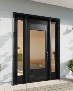 Mahogany Center Lite Contemporary Modern Shaker Single Door, Sidelites|MR-11-401-1