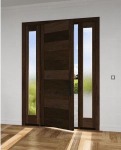 Mahogany Solid Flush Panel Contemporary Modern Shaker Single Door, Sidelites|MR-11