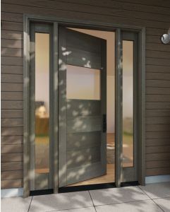 Mahogany Center Lite Contemporary Modern Shaker Single Door, Sidelites|MR-9-701-1