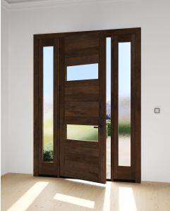 Mahogany 2 Lite  Modular Modern Shaker Single Door, Sidelites|MR5G10-202-SW-SH