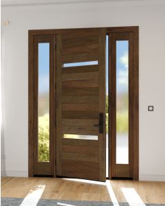 Mahogany 2 Lite  Modular Modern Shaker Single Door, Sidelites|MR5G5-203-SW-SH