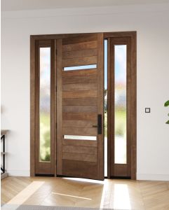 Mahogany Slimlite  Modular Modern Shaker Single Door, Sidelites|MR5G5-SLM-201-SW-SH