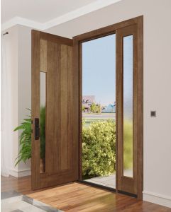 Mahogany Artistic Lite  Modular Modern Shaker Single Door, Sidelite|MRV-53G-1-SH