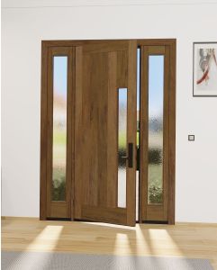 Mahogany Artistic Lite  Modular Modern Shaker Single Door, Sidelites|MRV-53G-1-SH