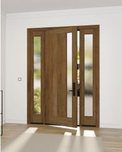 Mahogany Artistic Lite  Modular Modern Shaker Single Door, Sidelites|MRV-53G-3-SH