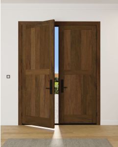 Mahogany Vertical Plank 2 panel Modular Modern Shaker Solid Double Door|MRV201-SW-SH