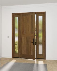 Mahogany Vertical Plank 2 panel Modular Modern Shaker Solid Single Door, Sidelites|MRV201-SW-SH