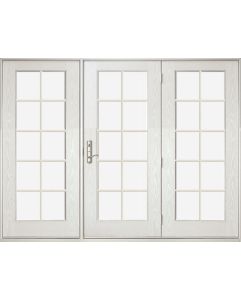 Low-e Full Lite, 10 Lite SDL Fiberglass Center Hinged Triple Door