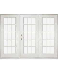 Low-e Full Lite, 15 Lite SDL Fiberglass Center Hinged Triple Door, Impact Rated