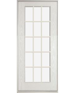 Low-e Full Lite, 15 Lite SDL Fiberglass Fixed Single Door