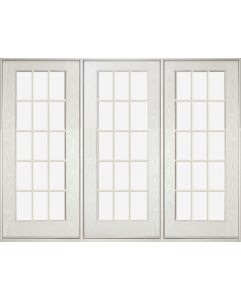 Low-e Full Lite, 15 Lite SDL Fiberglass Fixed Triple Door
