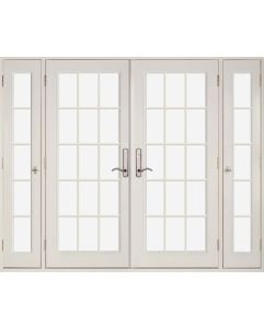 Low-e Full Lite, 15 Lite SDL Fiberglass Double Door, Vented Sidelites