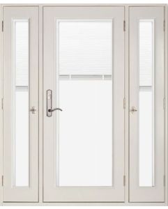 Mini Blind Full Lite Fiberglass Single Door, Vented Sidelites