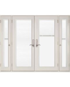 Mini Blind Full Lite Fiberglass Double Door, Vented Sidelites