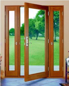 Low-e Full Lite Fiberglass Single Door, Vented Sidelites