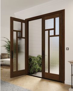 Mahogany Oculus Full Lite, Artistic Lite Designer SDL Shaker Double Door