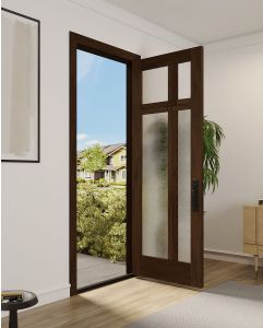 Mahogany Ouroboros Full Lite, Artistic Lite Designer SDL Contemporary Modern Shaker Single Door
