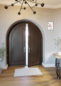 Mahogany Round Top Full Flat 1 Panel Solid Double Door|P101-R-RTP-OG