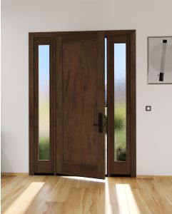 Mahogany Modern 1 Panel Shaker Solid Single Door, Sidelites|P101-SH-SH