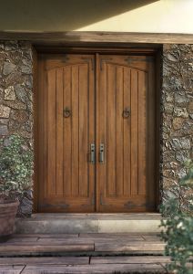 Mahogany Arch Panel V-Grooved Rustic Solid Double Door|P101-V-ARP-OG-RST-ST