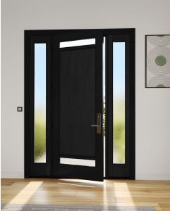 Mahogany Windermere 2 Lite  Contemporary Modern Shaker Single Door, Sidelites|P112-W-SH