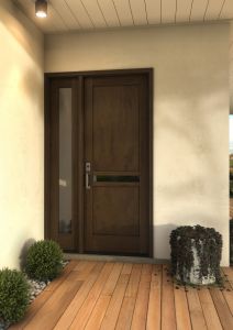 Mahogany Windermere Slimlite  Contemporary Modern Shaker Single Door, Sidelite|P121-W-SH