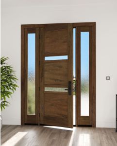 Mahogany Windermere Slimlite  Contemporary Modern Shaker Single Door, Sidelites|P132-W-SH