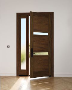 Mahogany Windermere Slimlite  Contemporary Modern Shaker Single Door, Sidelite|P132-W-SH