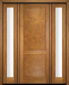 Mahogany 2 Panel Solid Single Door, Sidelites|P201-S-OG