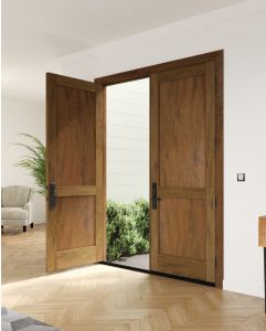 Mahogany Modern 2 Panel Shaker Solid Double Door|P201-SH-SH