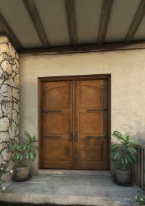 Mahogany Arch Panel, 3 Panel Rustic Solid Double Door|P301-S-ARP-OG-RST