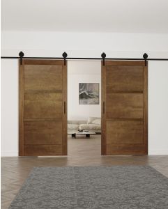 Mahogany Contemporary Modern 3 Panel Shaker Double Barn Door|P301-W-BARN