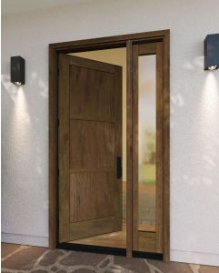Mahogany Windermere Contemporary Modern 3 Panel Shaker Single Door, Sidelite|P301-W-SH