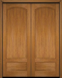 Mahogany Arch Panel, 2 Panel Solid Double Door|P7501-S-AR-OG