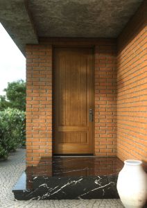 Mahogany Arch Panel, 2 Panel V-Grooved Rustic Solid Single Door|P7501-V-AR-OG-RST