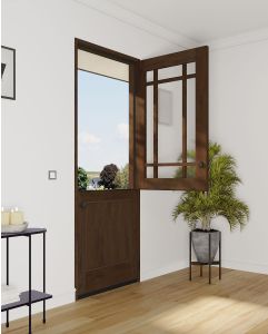 Mahogany 1/2 Lite, 9 Lite Prairie SDL 1 Panel Shaker Dutch Door