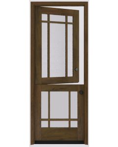 Mahogany Full Lite, 12 Lite Prairie SDL Shaker Dutch Door