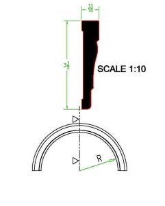 Mahogany (Meranti) Colonial Round Casing x W=68.14x Thick=0.6x Radius=30.57
