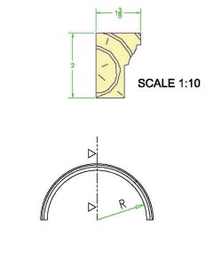 Mahogany (Meranti) 180 Round BRICKMOULD x W=40.52x Thick=1.38x Radius=18.26