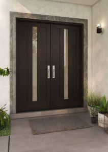 Mahogany Center Lite  Modern Shaker Double Door|G103CV-SH-SH